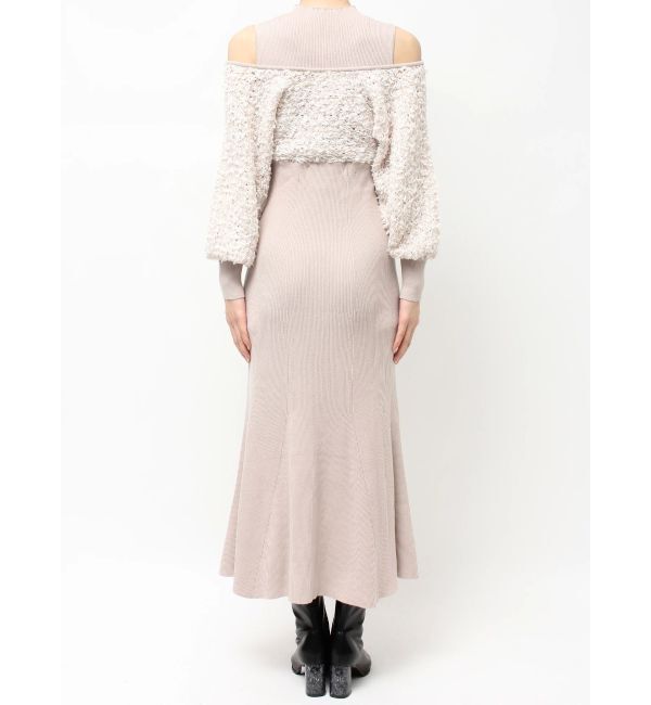 MERCURYDUO「ツイードニットカーデドッキングマーメイドニットワンピース」|ワンピース|