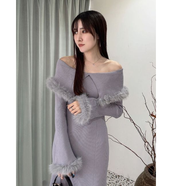 MERCURYDUO「ファートリミングニットワンピース」|ワンピース|