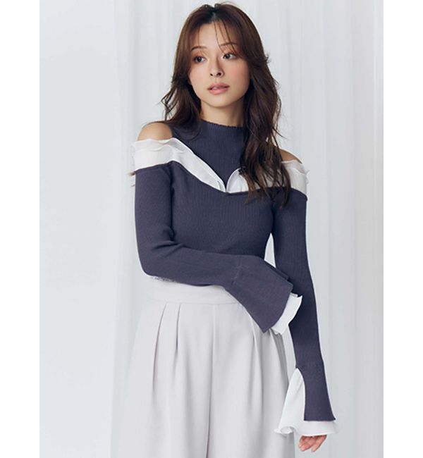 MERCURYDUO「プリーツフリル使いニット」|ニット・セーター|
