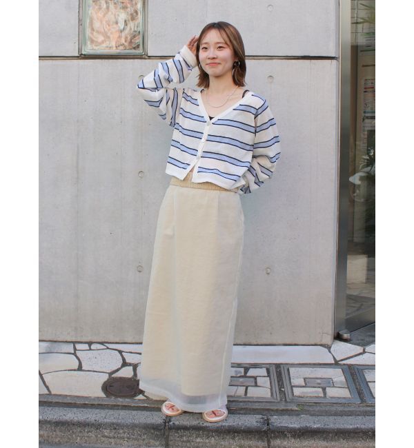 Ungrid「Vネックシアーショートニットカーデ」|カーディガン|