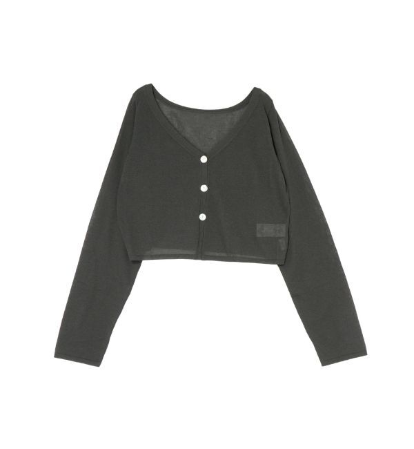 Ungrid「Vネックシアーショートニットカーデ」|カーディガン|