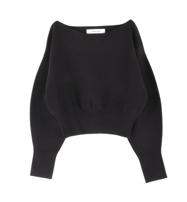 LAGUNAMOON「ウエストリブボートネックニット」|ニット・セーター|ブラック