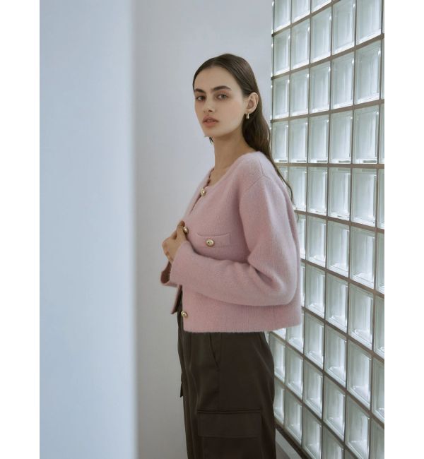 LAGUNAMOON「CHNラクーンニットジャケット」|ノーカラージャケット|