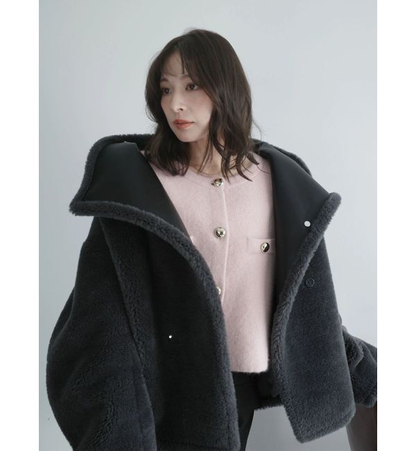 LAGUNAMOON「CHNラクーンニットジャケット」|ノーカラージャケット|