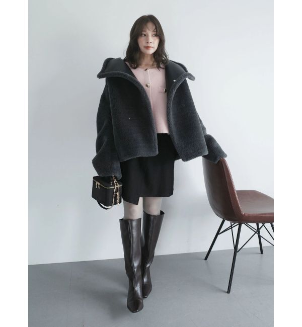 LAGUNAMOON「CHNラクーンニットジャケット」|ノーカラージャケット|