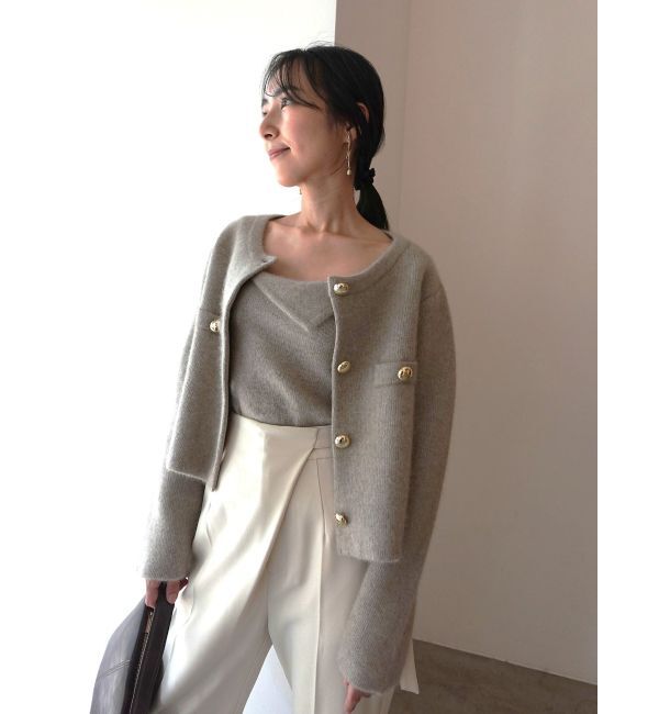 LAGUNAMOON「CHNラクーンニットジャケット」|ノーカラージャケット|