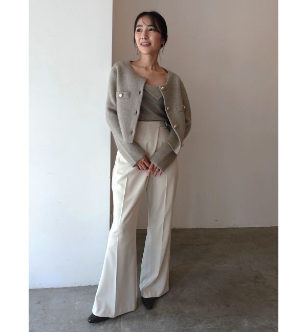 LAGUNAMOON「CHNラクーンニットジャケット」|ノーカラージャケット|