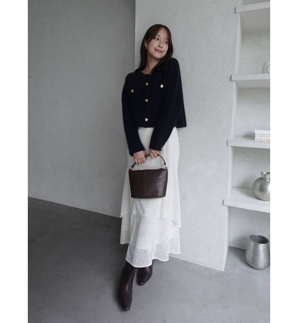 LAGUNAMOON「CHNラクーンニットジャケット」|ノーカラージャケット|