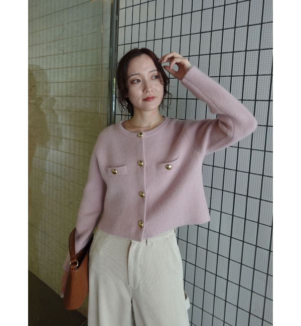 LAGUNAMOON「CHNラクーンニットジャケット」|ノーカラージャケット|