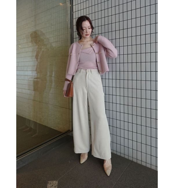 LAGUNAMOON「CHNラクーンニットジャケット」|ノーカラージャケット|