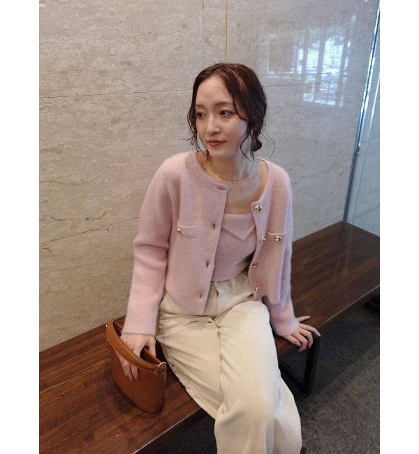 LAGUNAMOON「CHNラクーンニットジャケット」|ノーカラージャケット|