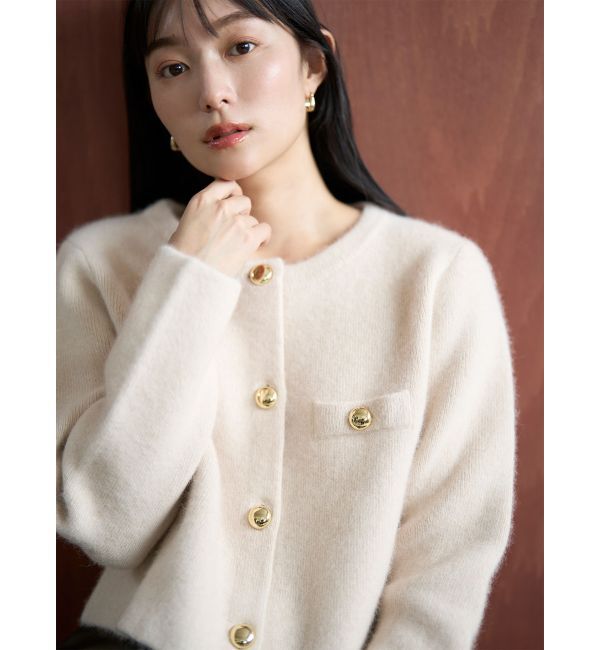 LAGUNAMOON「CHNラクーンニットジャケット」|ノーカラージャケット|