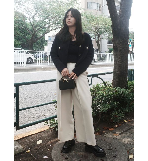 LAGUNAMOON「CHNラクーンニットジャケット」|ノーカラージャケット|