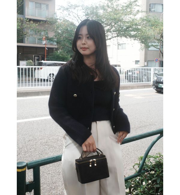 LAGUNAMOON「CHNラクーンニットジャケット」|ノーカラージャケット|