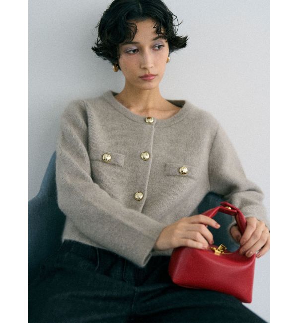 LAGUNAMOON「CHNラクーンニットジャケット」|ノーカラージャケット|