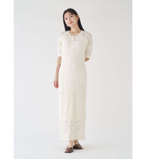 LAGUNAMOON「パターンニッティングフロントボタンワンピース」|ワンピース|