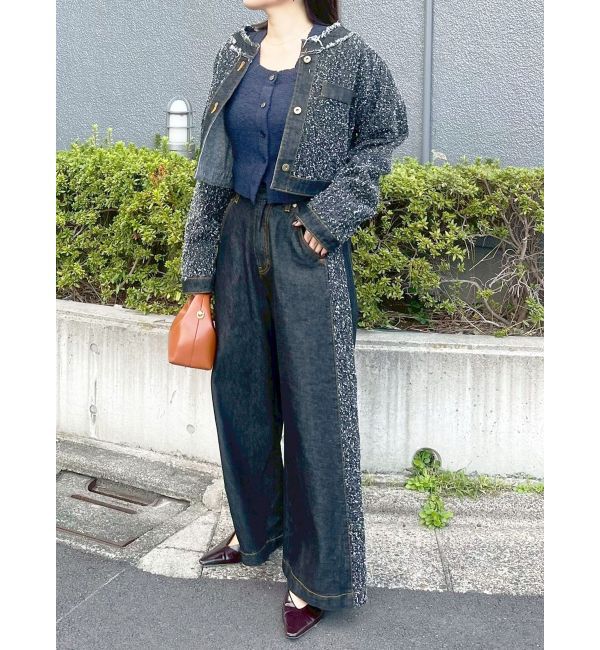 LAGUNAMOON「ハイウエストラインディティールデニムパンツ」|デニム|