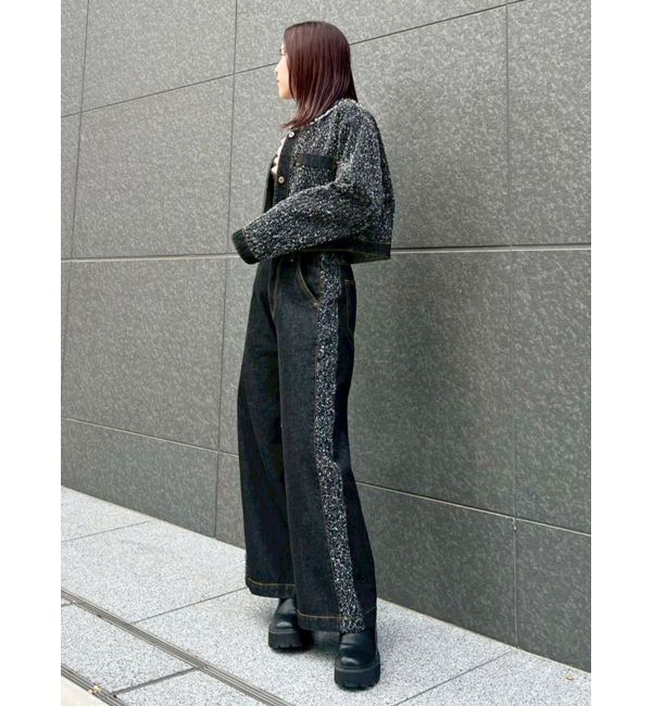 LAGUNAMOON「ハイウエストラインディティールデニムパンツ」|デニム|