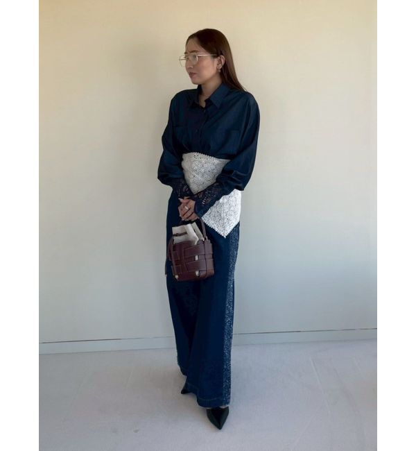 LAGUNAMOON「ハイウエストラインディティールデニムパンツ」|デニム|