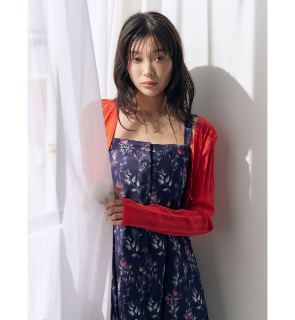 LAGUNAMOON「フロントボタンデザインフロ-ラルプリントサテンキャミワンピース」|ワンピース|