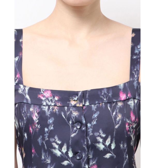 LAGUNAMOON「フロントボタンデザインフロ-ラルプリントサテンキャミワンピース」|ワンピース|