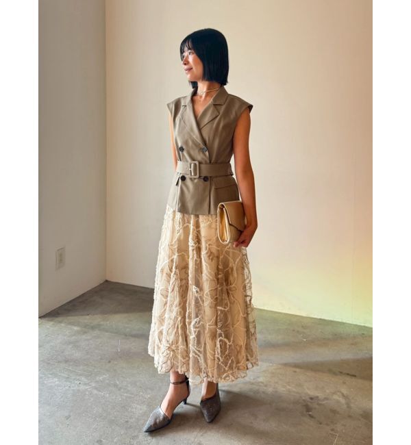 LAGUNAMOON「LADYベストセットフラワーチュールフレアスカート」|ワンピース|