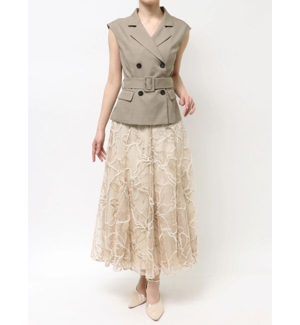 LAGUNAMOON「LADYベストセットフラワーチュールフレアスカート」|ワンピース|