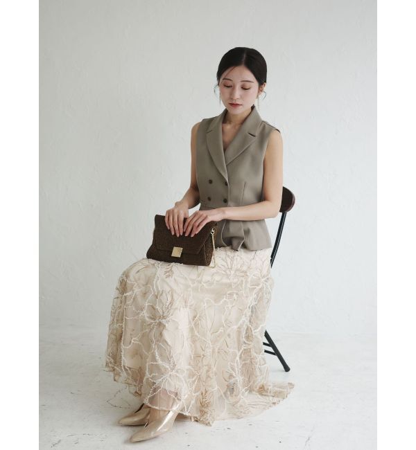 LAGUNAMOON「LADYベストセットフラワーチュールフレアスカート」|ワンピース|