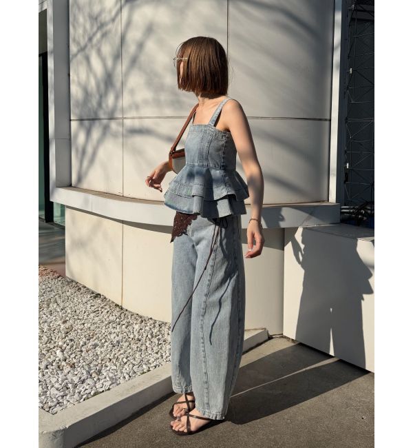 LAGUNAMOON「デニムペプラムキャミソール」|キャミソール|