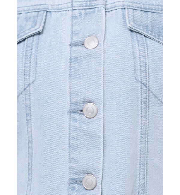 EVRIS「フリンジデザインデニムショートベスト」|デニムジャケット|