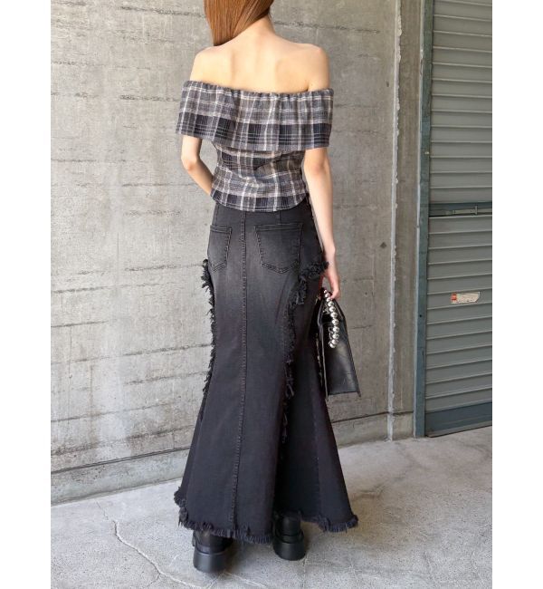 EVRIS「チェックオフショルブラウス」|シャツ・ブラウス|