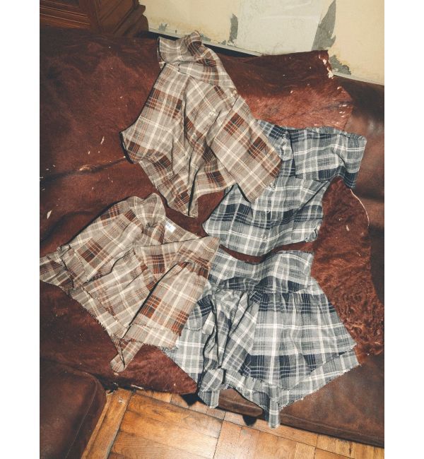 EVRIS「チェックオフショルブラウス」|シャツ・ブラウス|