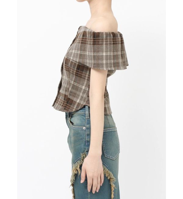 EVRIS「チェックオフショルブラウス」|シャツ・ブラウス|