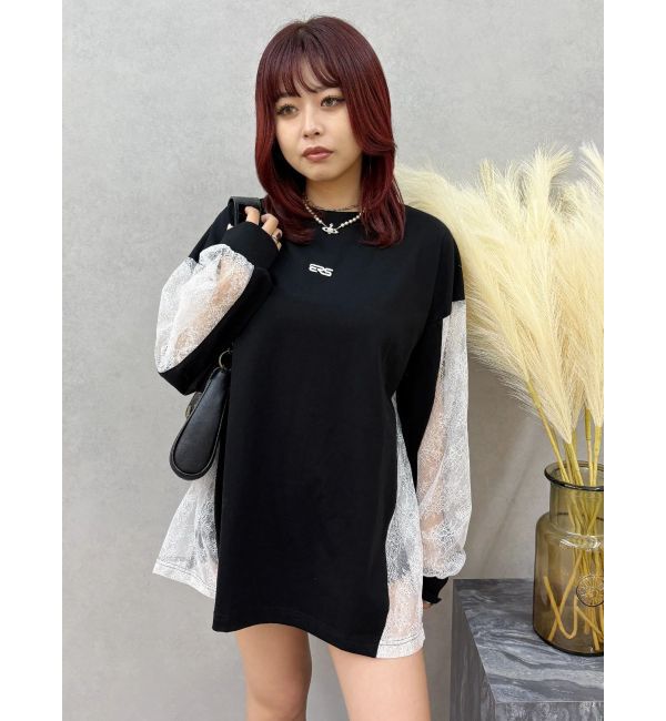 EVRIS「レースコンビBIGロンT」|Tシャツ・カットソー|