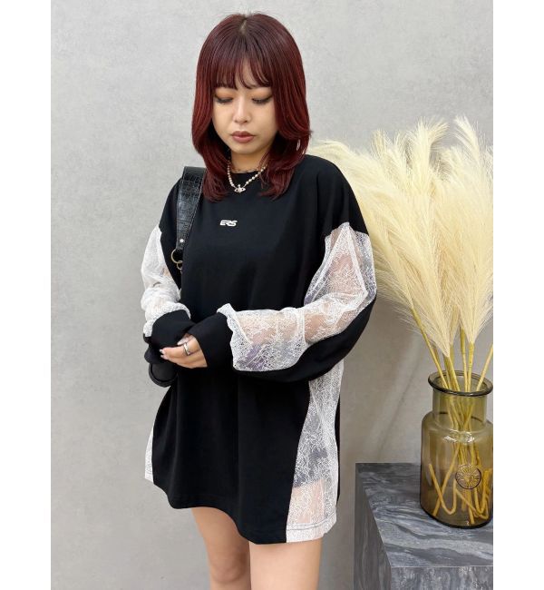 EVRIS「レースコンビBIGロンT」|Tシャツ・カットソー|