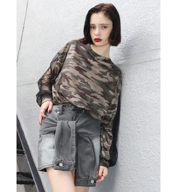 EVRIS「レースコンビBIGロンT」|Tシャツ・カットソー|ミックス