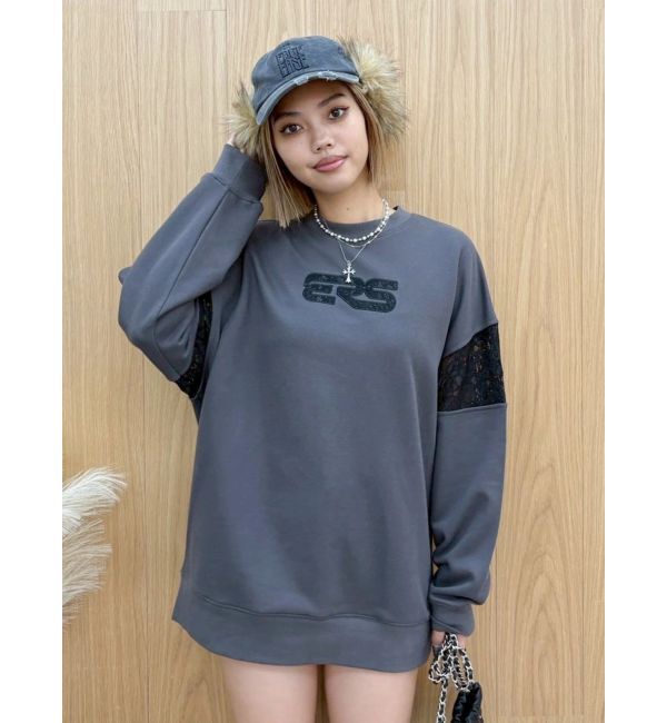 EVRIS「レースEmbroideryスウェットトップス」|スウェット・ジャージ|