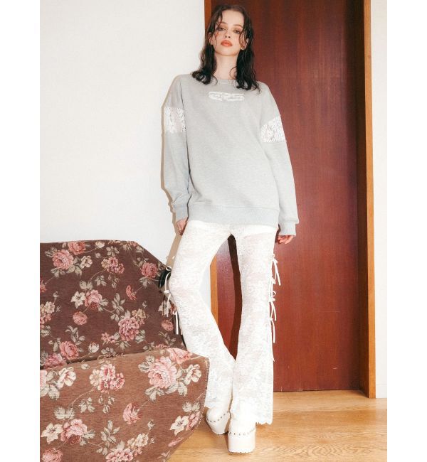 EVRIS「レースEmbroideryスウェットトップス」|スウェット・ジャージ|