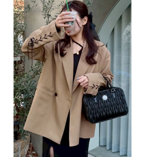 EVRIS「レースアップテーラードジャケット【セットアップ着用可能】」|テーラードジャケット|ブラウン