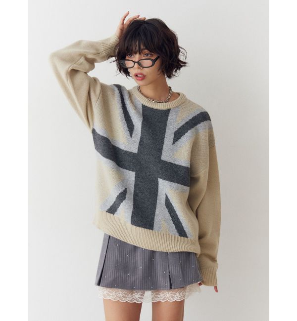 jouetie「UnionJackジャガードルーズニット」|ニット・セーター|