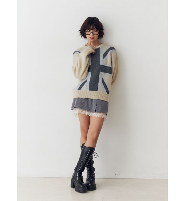 jouetie「UnionJackジャガードルーズニット」|ニット・セーター|