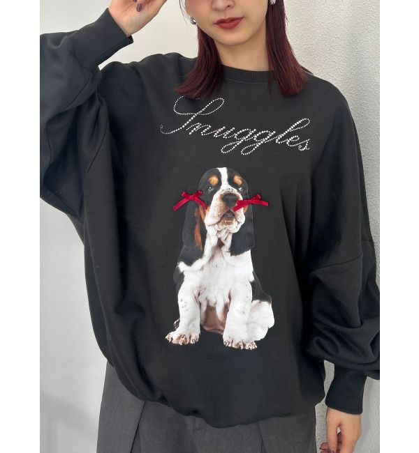 jouetie「DOGプリントプルオーバー」|スウェット・ジャージ|ブラック