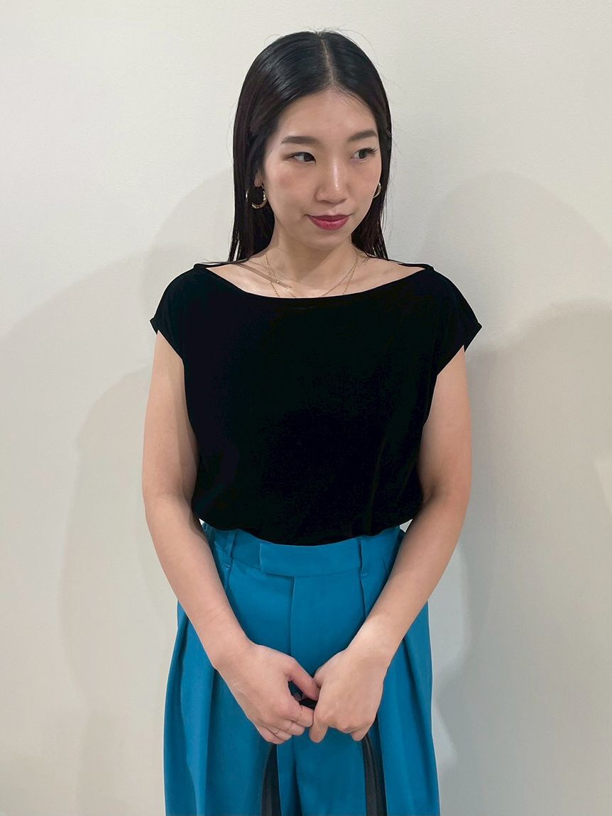 Mila Owen「ボートネックフロッキーベロアプルオーバー」|Tシャツ・カットソー|