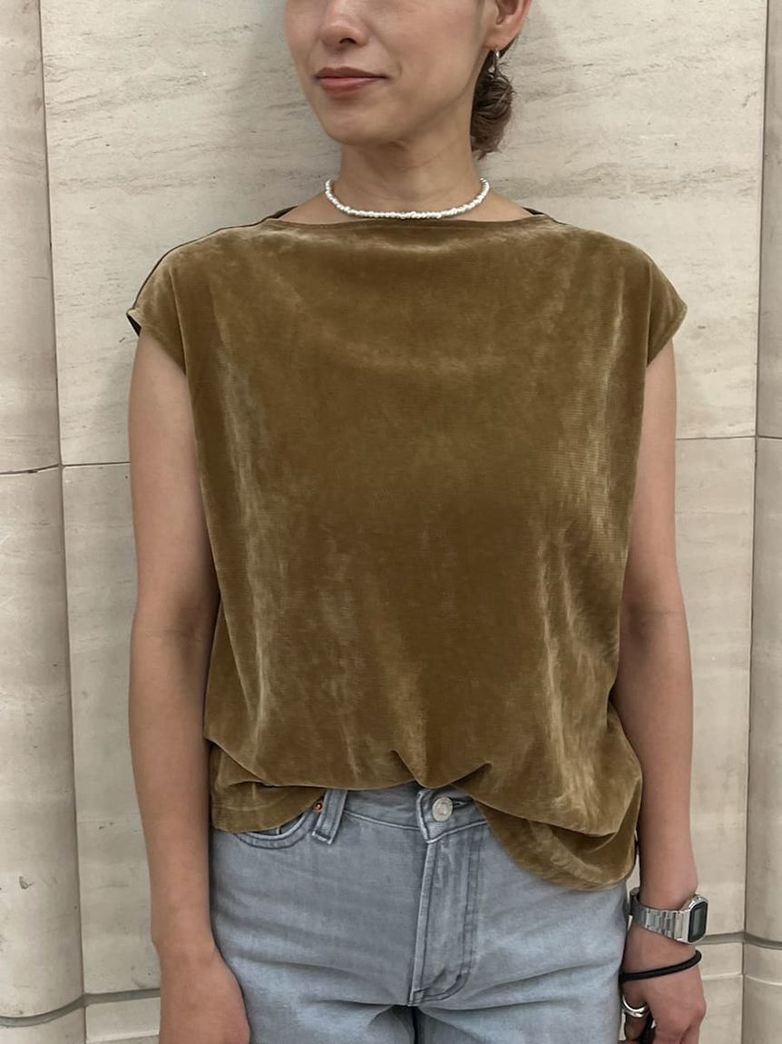 Mila Owen「ボートネックフロッキーベロアプルオーバー」|Tシャツ・カットソー|BEG