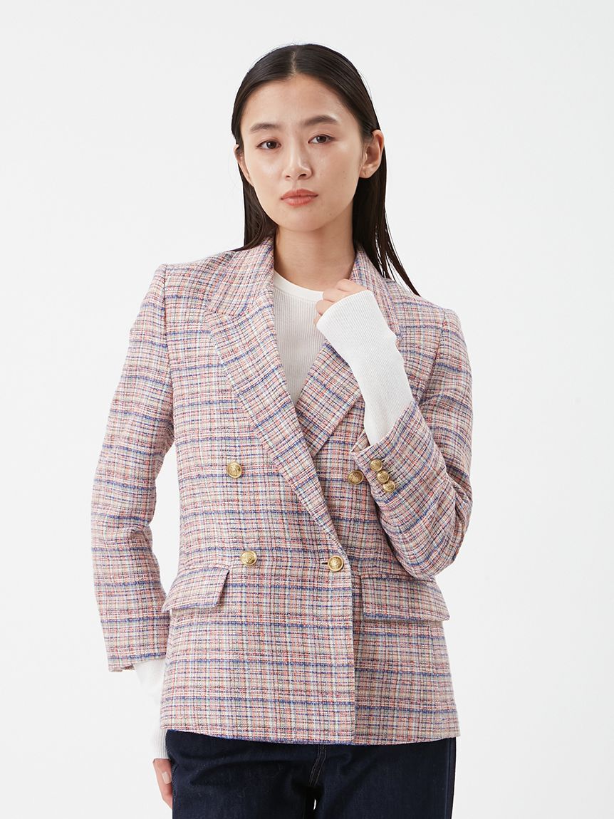 Mila Owen「金釦ダブルブレストツイードブレザー」|テーラードジャケット|