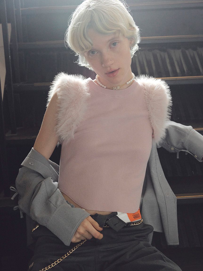 FURFUR「【限定カラー】エコファースリーブニットトップス」|ニット・セーター|PNK