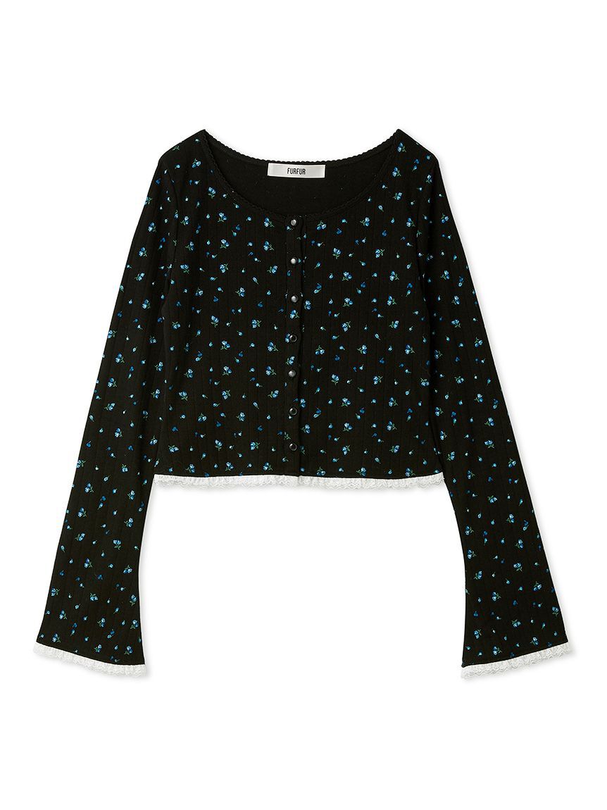 FURFUR「ミニフラワープリントカーディガン」|カーディガン|BLK