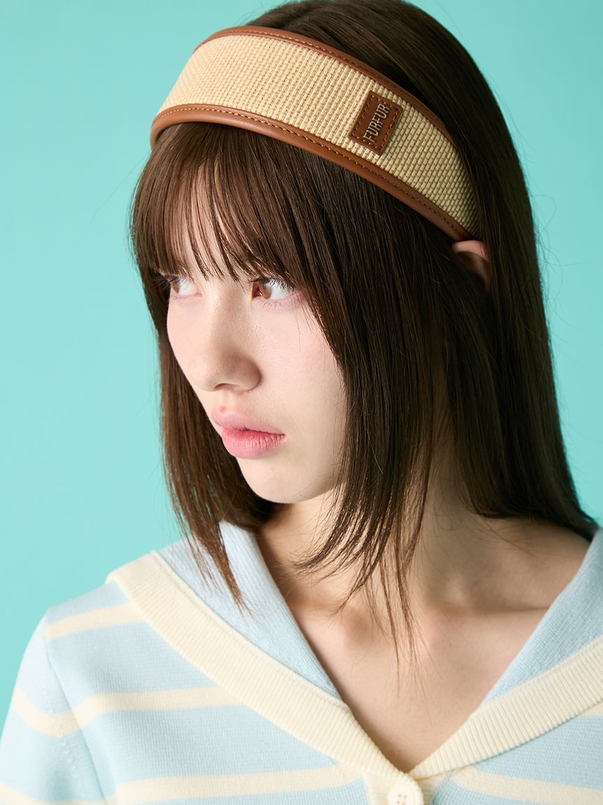 FURFUR「ラフィアライクレザートリミングカチューシャ」|ヘアバンド|