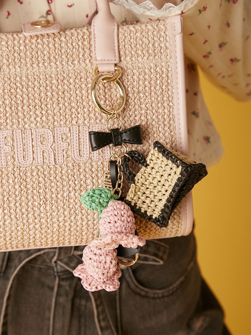 FURFUR「ラフィアモチーフミックスチャーム」|キーケース|