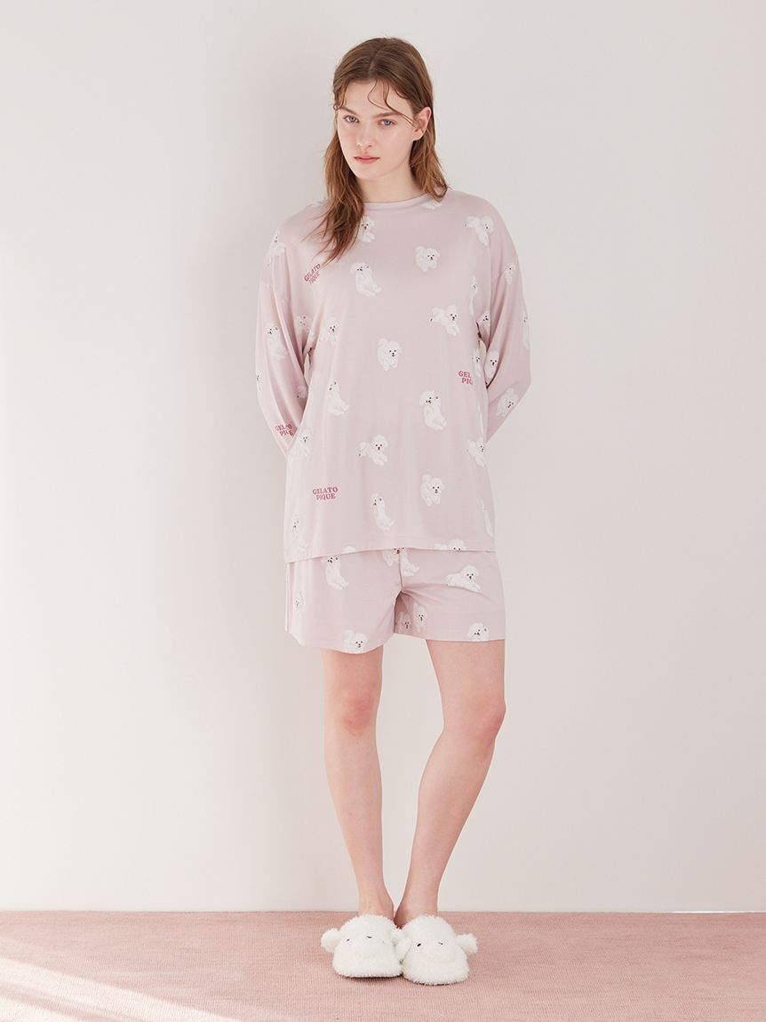 gelato pique「【ラッピング済み】ドッグワンポイントTシャツ&ショートパンツSET」|ルームウェア|
